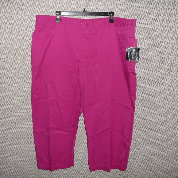 NWT Sag Harbor Capri Cropped Pants Pink Plus size 3X, 24W with Pockets - Picture 8 of 10